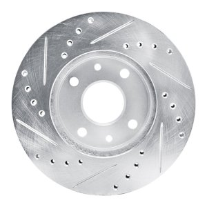 Kia Spectra Brake Rotor (1) - Front Right - R1 Concepts - Drilled & Slotted - Silver - `94-`00